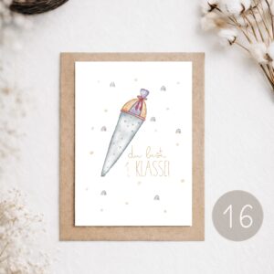 16 - POSTKARTE "SCHULKIND - SCHULTÜTE, DU BIST 1. KLASSE"