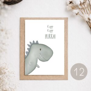 12 - POSTKARTE "DINO - HIP HIP HURRA"