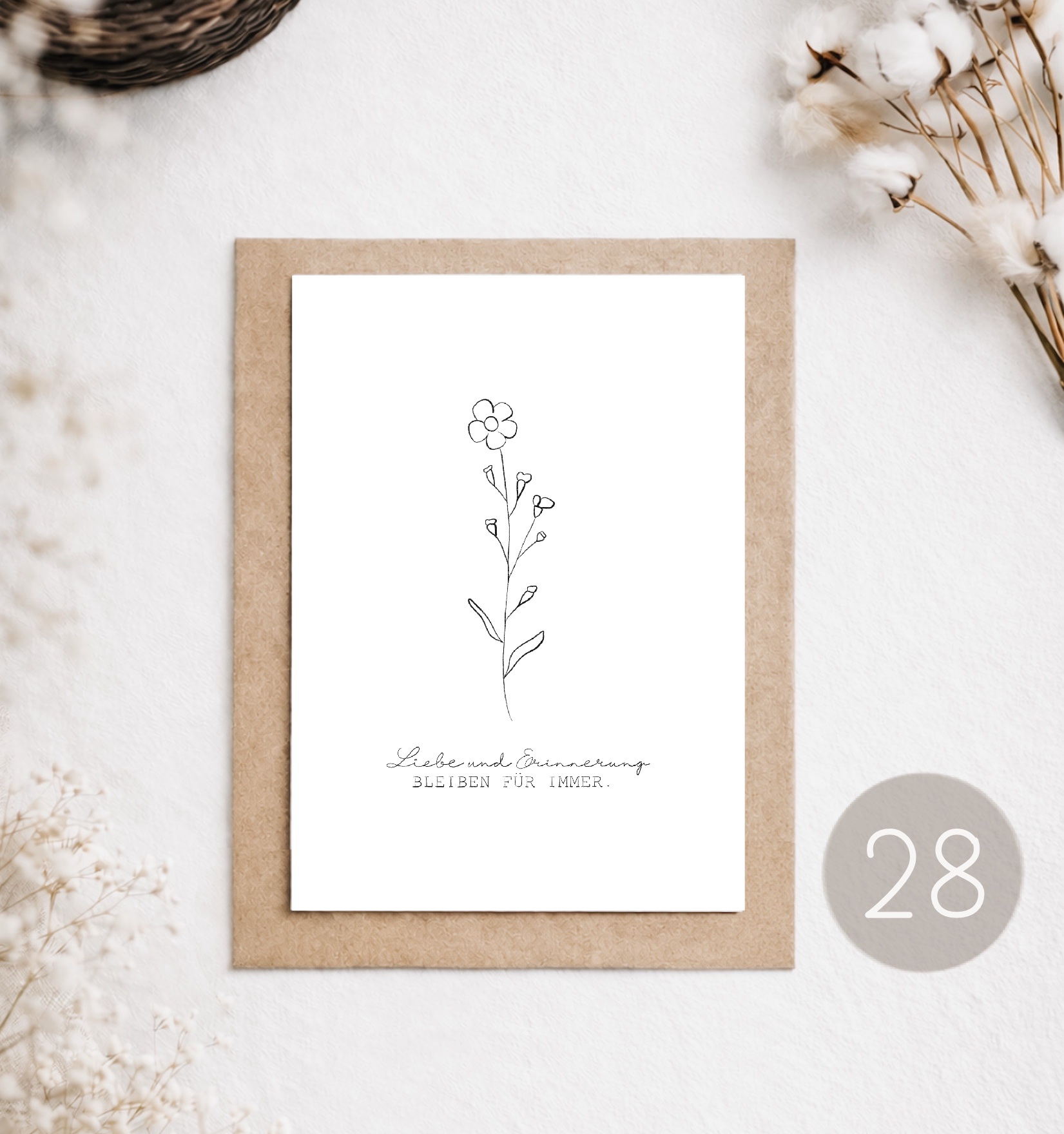 28 - POSTKARTE "TRAUER - VERGISSMEINNICHT"