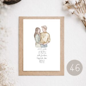 46 - POSTKARTE "ZWEI HERZEN - LIEBESPAAR"